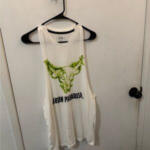 Under Armour White Muscle Tee with Green Graphic